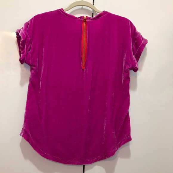 N/A!  - New w/o Tag ~ ZARA ~ Fuchsia SILK Blend VELVET~ Cap Sleeve Top - Picture 2 of 4